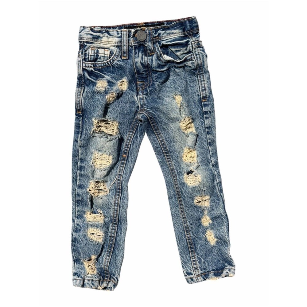 X-Ray Kids Distressed Denim Jeans Kids 2T Medium Wash Ripped Streetwear Moto